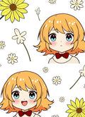 Kawaii Anime Girls Yellow Daisy Whimsical Rug