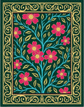 Emerald Green Floral Scroll Rug