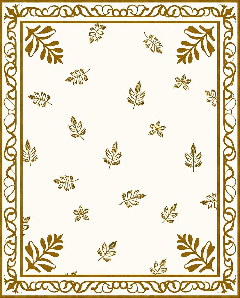 Golden Foliage Bordered Cream Rug