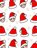 Christmas Santa Hat Faces Snowflakes Rug