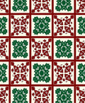 Crimson Green Floral Squares Rug