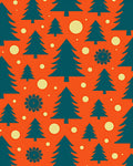 Teal Evergreen Snowfall Circles Rug