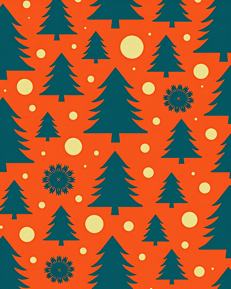 Teal Evergreen Snowfall Circles Rug
