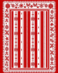 Bold Red Folk Art Floral Stripe Rug