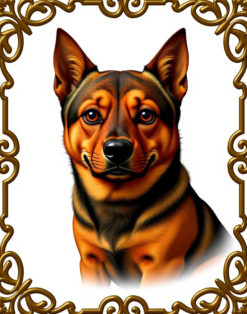 Golden Amber Dog Portrait Frame Rug