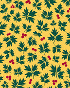Green Leaf With Red Berry Clusters Rug