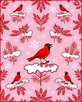 Cardinal Bird Snowflakes Winter Scene Rug