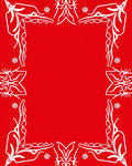 Bold Red Floral Scrollwork Frame Rug