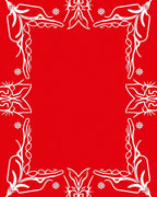 Bold Red Floral Scrollwork Frame Rug