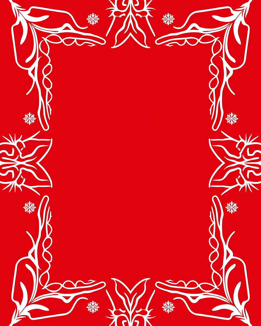 Bold Red Floral Scrollwork Frame Rug