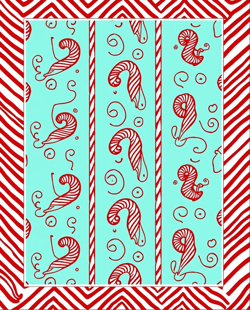 Red Candy Cane Stripes Aqua Rug