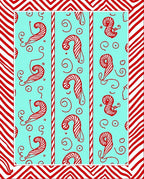 Red Candy Cane Stripes Aqua Rug