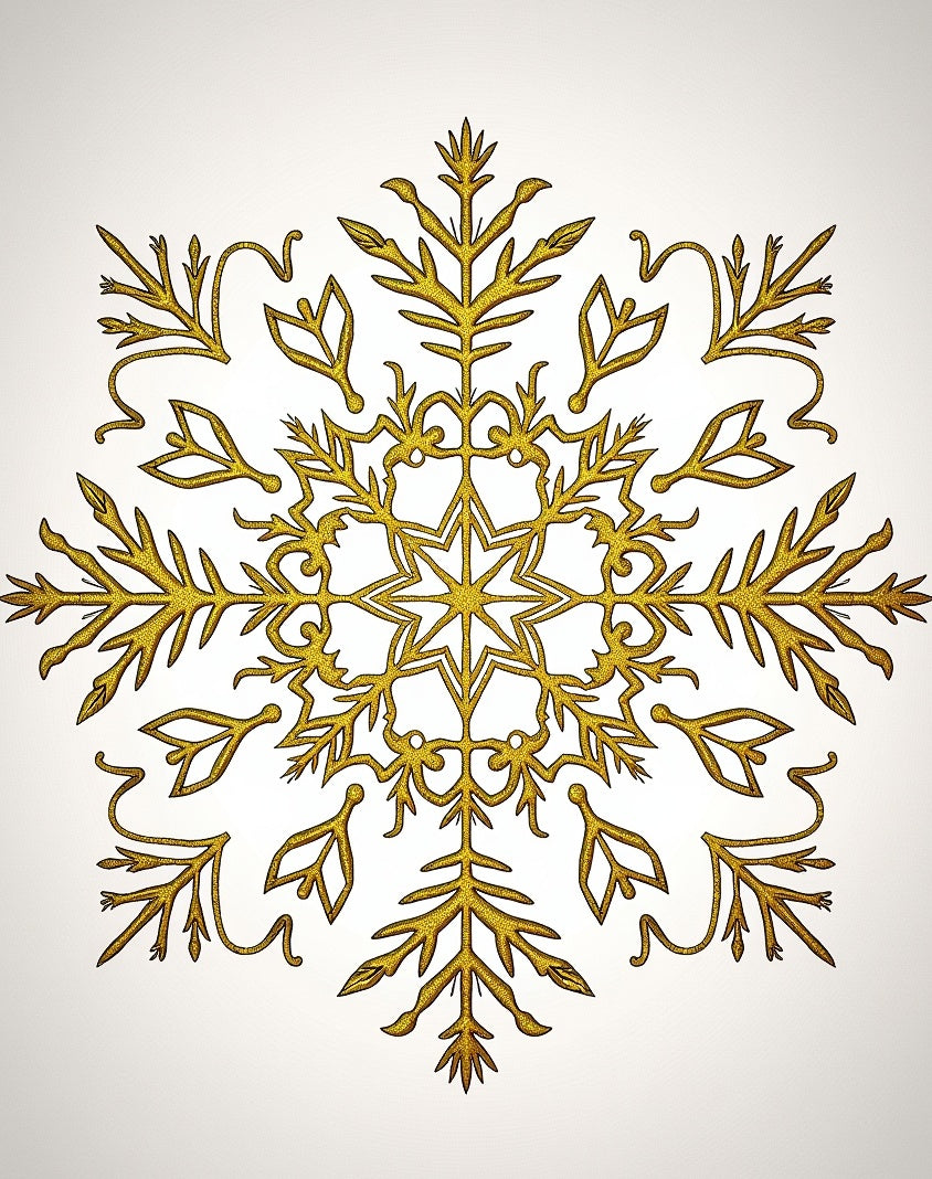 Elegant Gold Snowflake Starburst Rug