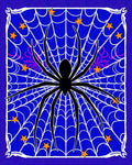 Black Spider Web Orange Stars Rug