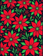 Bold Red Floral Blooms on Dark Rug