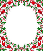 Red Cardinal Holiday Holly Border Rug