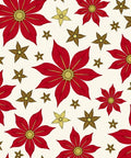Rich Red Golden Starburst Floral Rug
