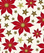 Rich Red Golden Starburst Floral Rug