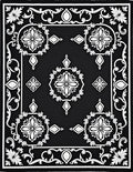 Black and White Floral Medallion Rug