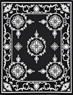 Black and White Floral Medallion Rug