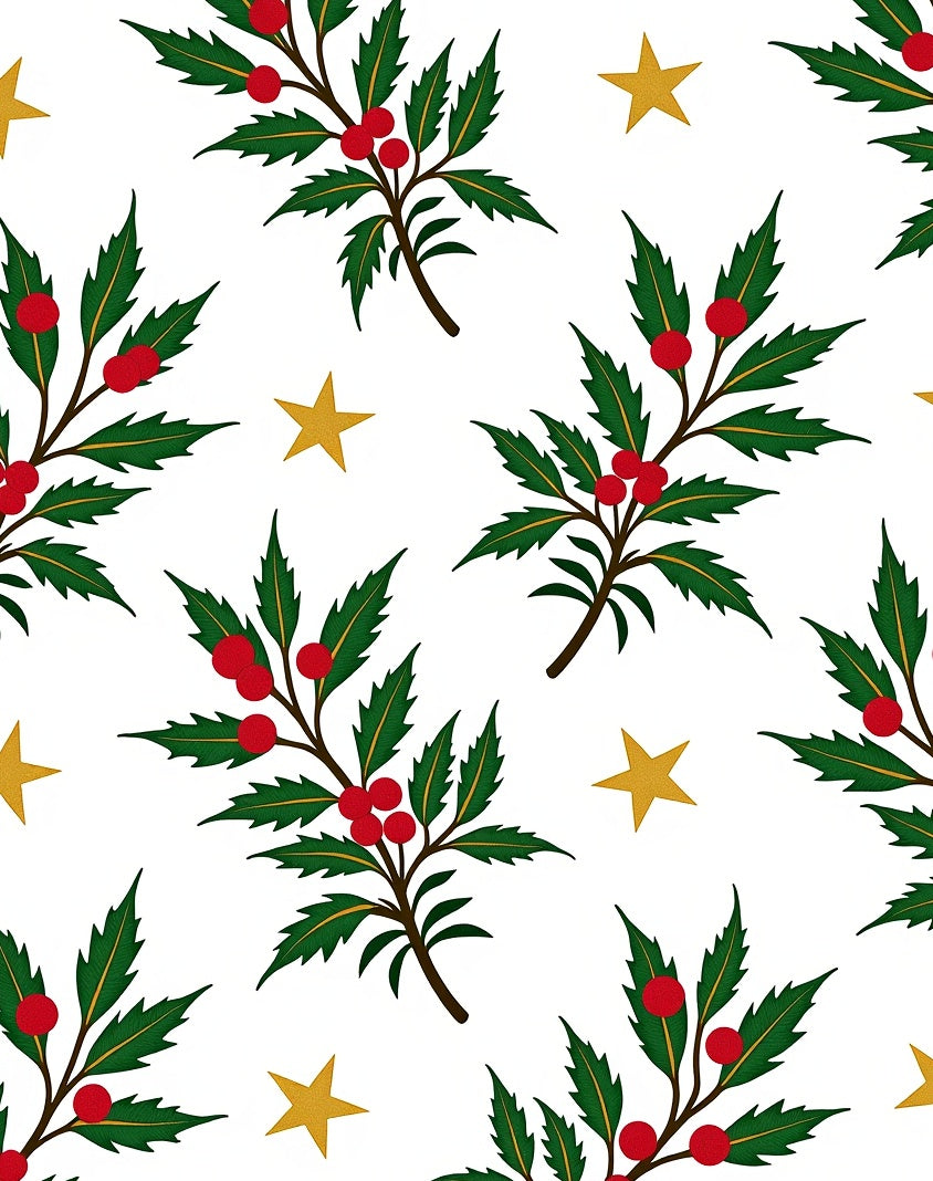 Golden Stars and Red Berry Foliage Rug