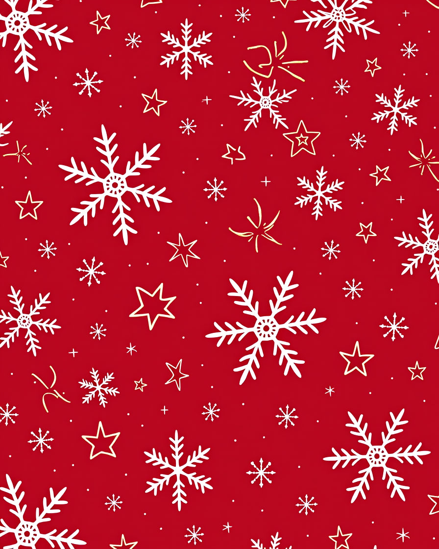 Red Winter Snowflake Star Accents Rug