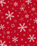 Red Winter Snowflake Star Accents Rug