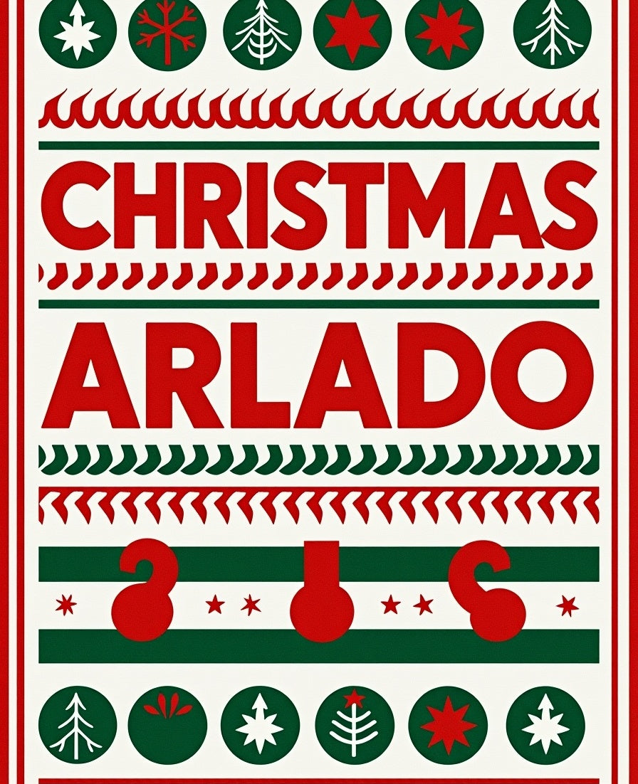 Christmas Red Green Festive Icons Rug