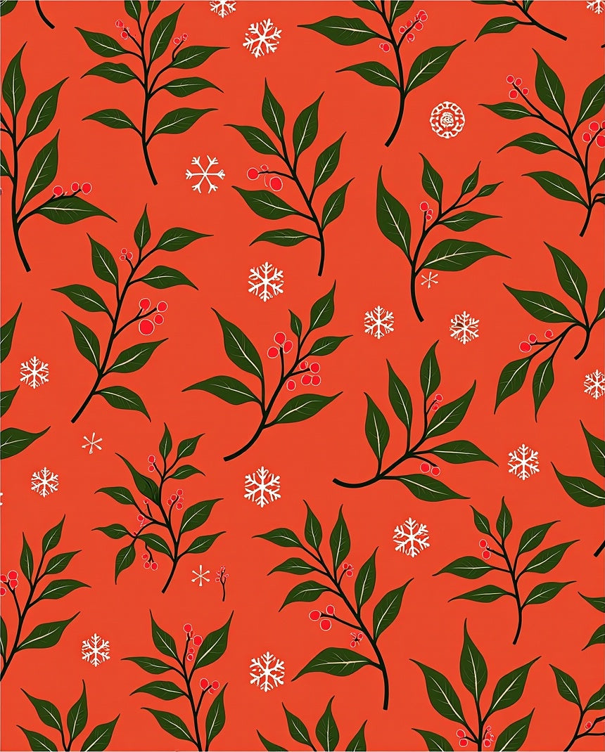 Winter Berry Snow Flake Branch Rug