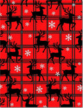 Classic Red Plaid Deer Snowflakes Rug