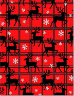Classic Red Plaid Deer Snowflakes Rug