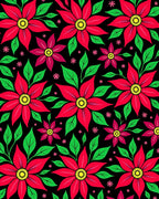 Vibrant Red Poinsettia Floral Rug