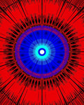 Vibrant Red Blue Radialburst Rug