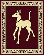 Ancient Golden Hound Burgundy Emblem Rug