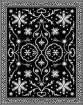 Black White Snowflake Floral Symmetry Rug
