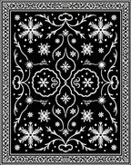 Black White Snowflake Floral Symmetry Rug