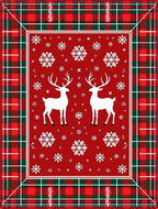 Red Plaid Reindeer Snowflake Collage Rug