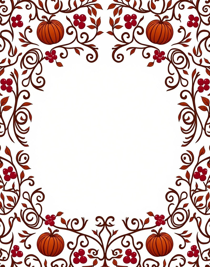 Autumn Harvest Pumpkin Berry Vines Rug