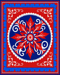 Red Blue Floral Round Mandalas Rug