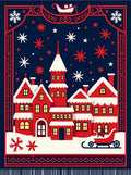 Winter Village Red Snowflakes Scene Rug