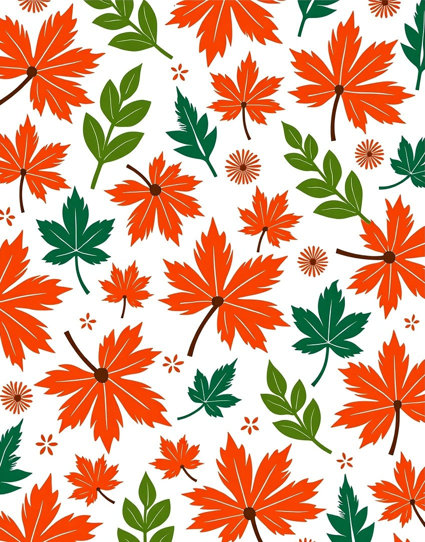 Autumn Maple Leaf Botanical All Over Rug