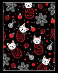 Whimsical Red Cats and Ornaments Rug