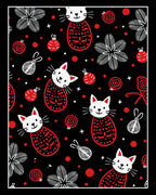 Whimsical Red Cats and Ornaments Rug