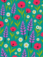 Vibrant Pink Floral Meadow Blooms Rug