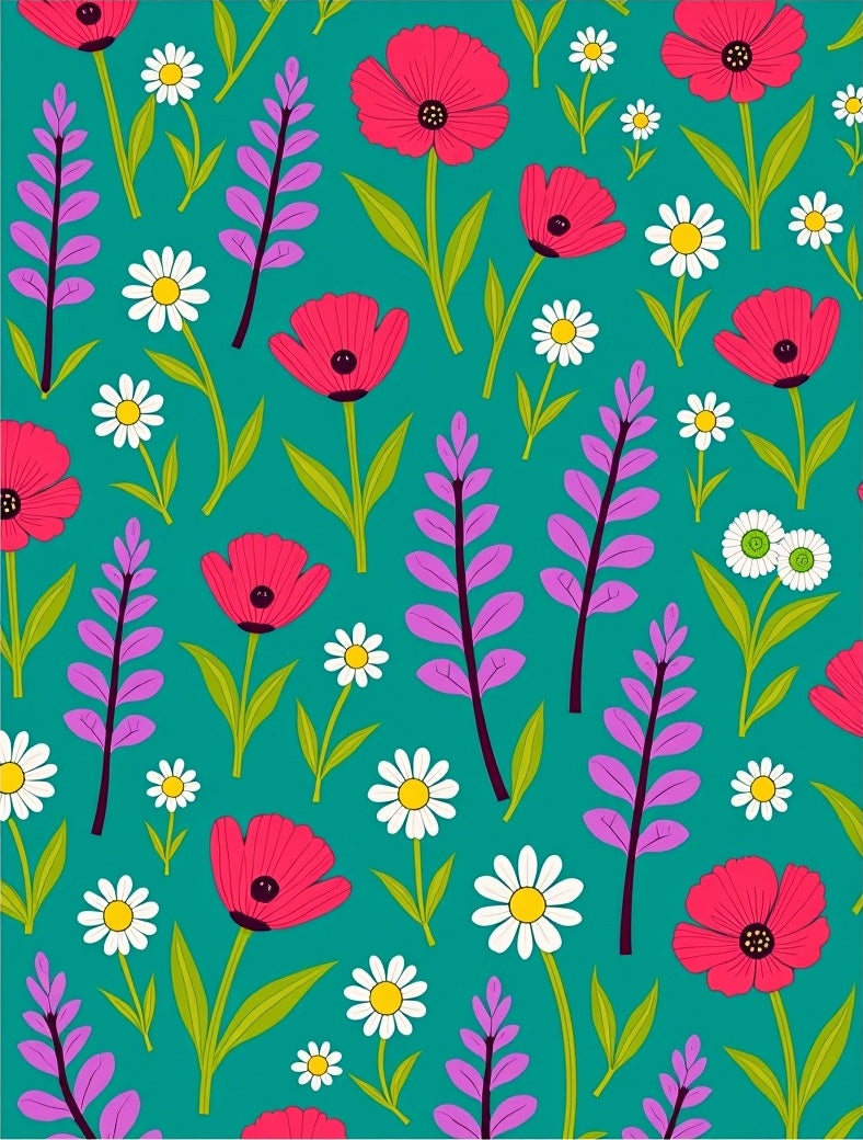 Vibrant Pink Floral Meadow Blooms Rug