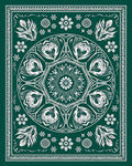 Emerald Floral Medallion Frame Rug