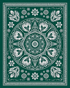 Emerald Floral Medallion Frame Rug