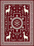Crimson White Giraffe Snowflake Border Rug