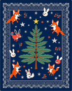 Whimsical Woodland Fox and Bunny Holiday Rug