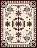 Dark Crimson Snowflake Floral Medallion Rug